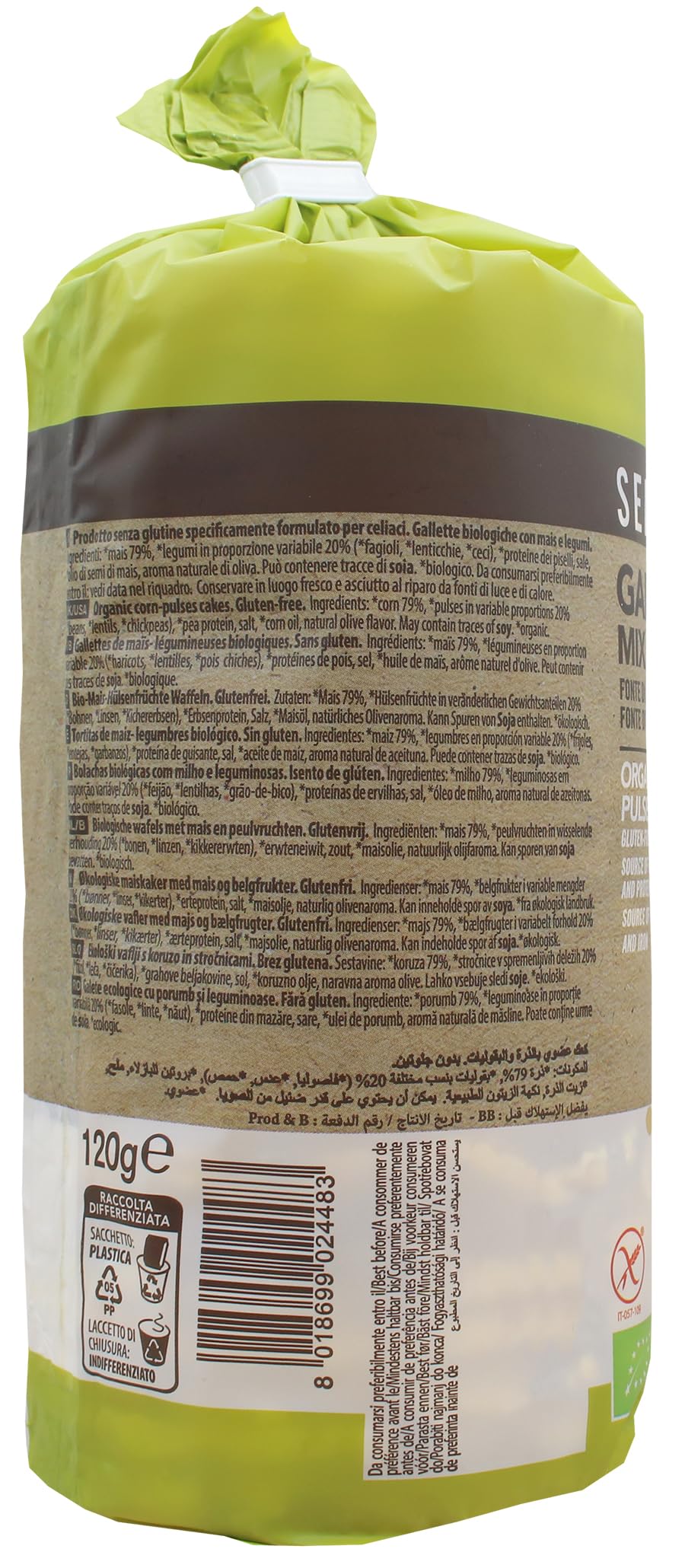Probios Gallette Mix Legumi Bio – Snack croccante senza glutine – Realizzate con legumi biologici ricchi di fibre – Confezione da 12 da 120 g