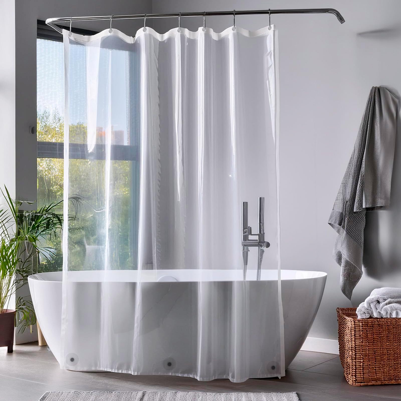 PEVA Duschvorhang Wasserdicht 120x180 Cm - Mit Design Und Rostfreien Ösen Für Badewanne