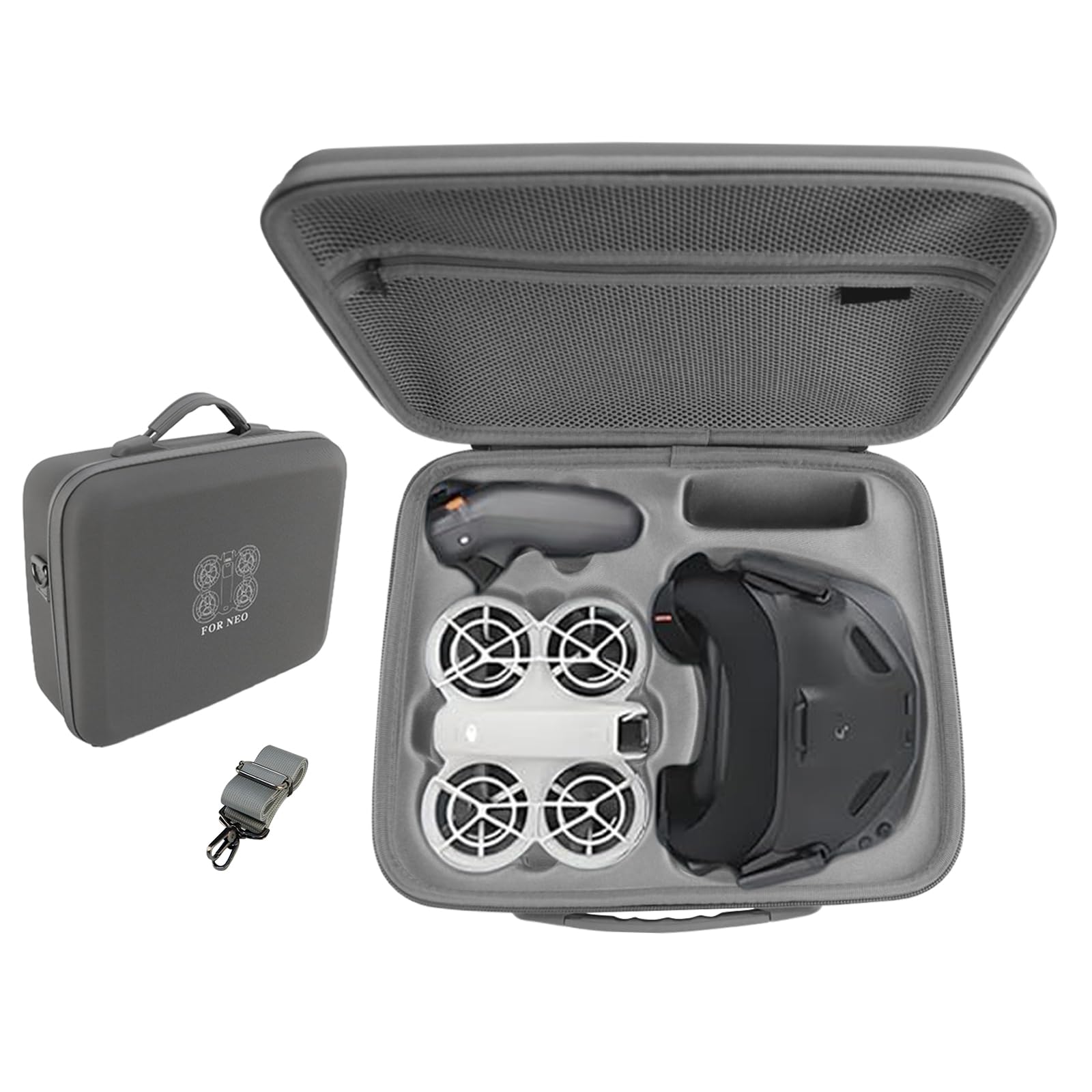 Leichte Tragetasche kompatibel mit DJI Neo Fly More Combo,PU-Leder Harte Tragetasche mit Schultergurt,Aufbewahrungs Tasche,Wasserdichter Koffer,für RC-N3,Propellern und Zwei-Wege-Lade-Hub-Zubehö