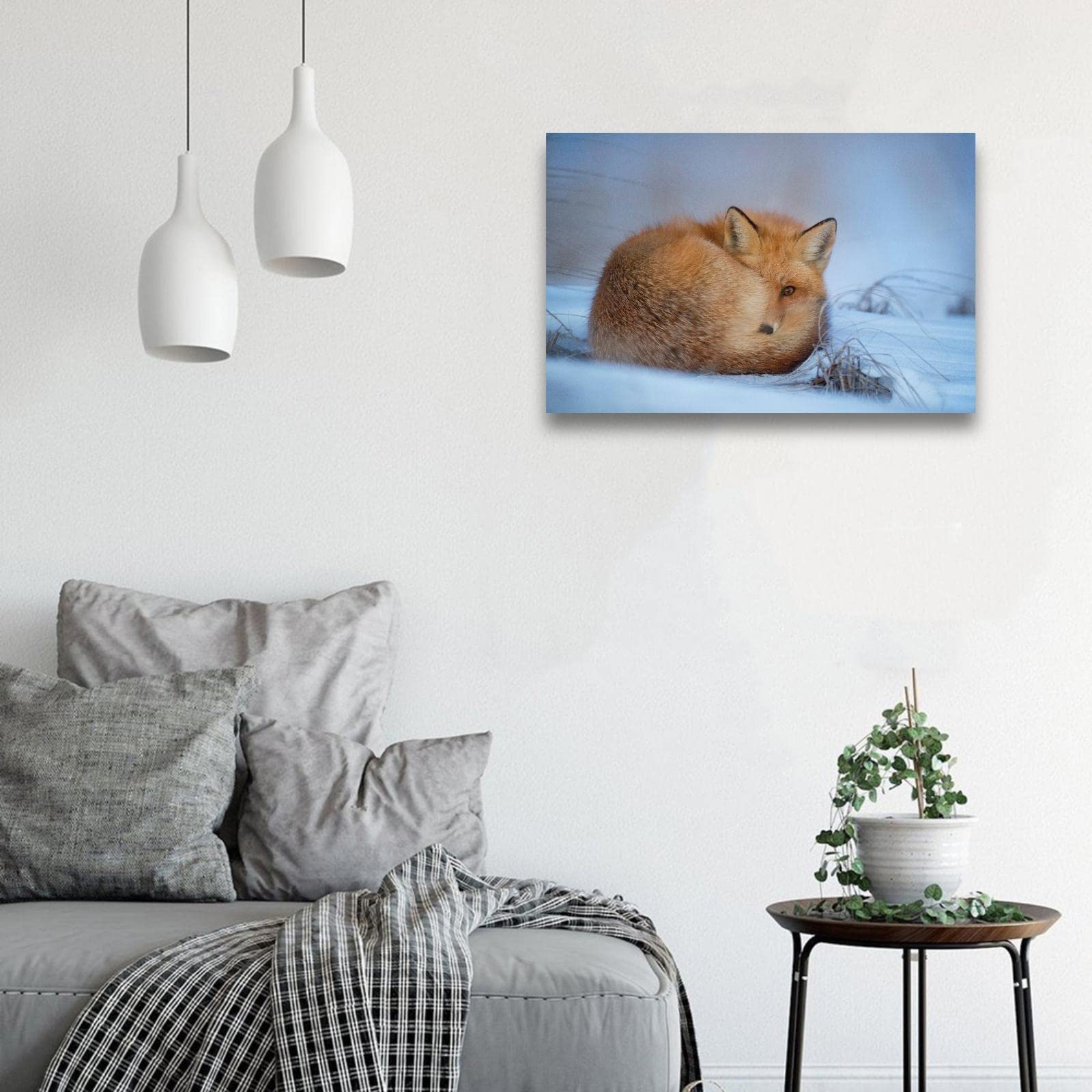 Nacnic Volpe Artica Nella Foresta Poster In Stampa Stile Di Animali Nel Paesaggio Naturale Per E Ufficio Interni A4 Cornice Bianca 87699033