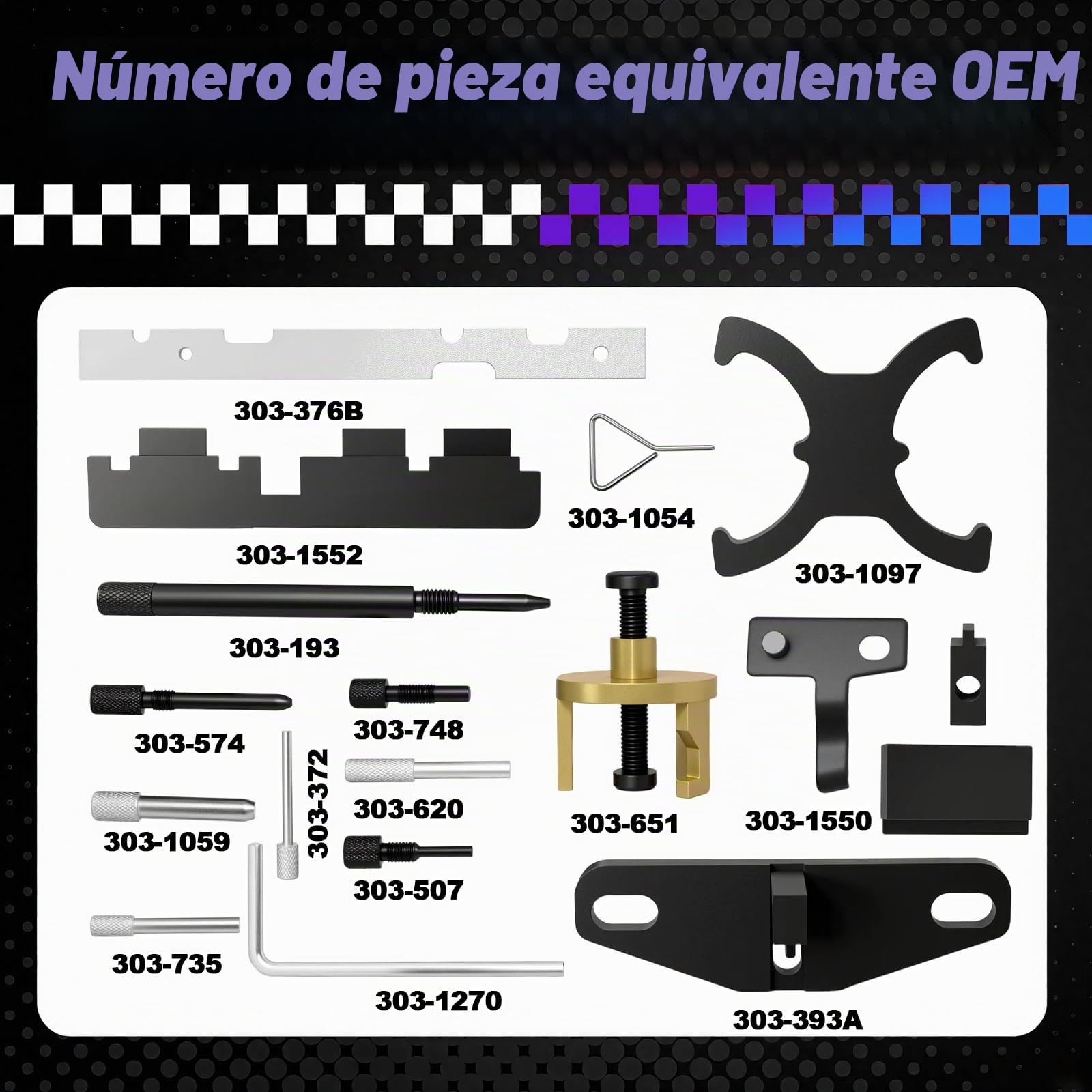 RUIZHI Juego de herramientas para ajuste de motor y correa dentada, compatible con Ford 1,4 1,6 1,8 2,0 Di/TDCi/TDDi ECOBOOST 1,6 Ti-VCT 1,5/1,6 VVT 2,3L 2,5L herramienta de retención de levas