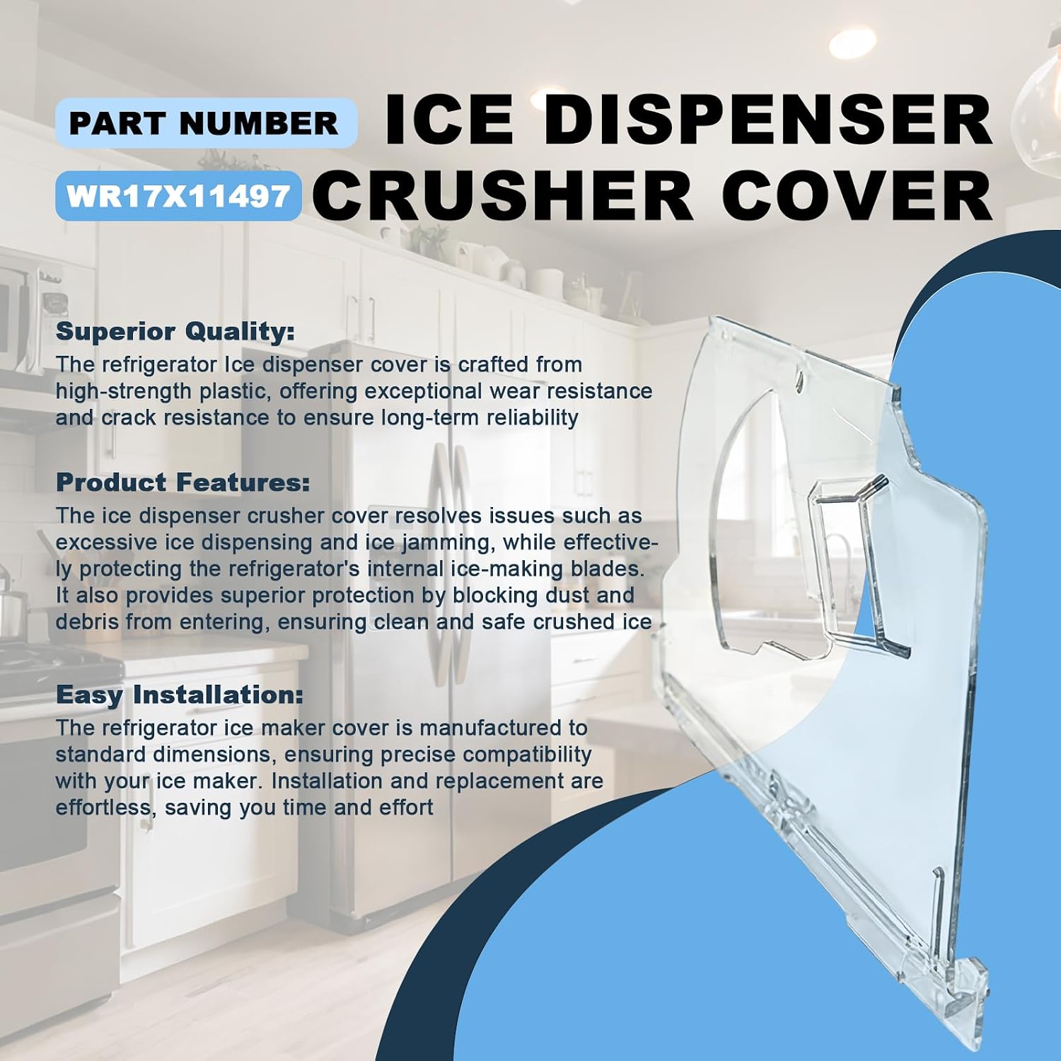 WR17X11497 Ice Dispenser Crusher Cover Fit for GE Hotpoint Kenmore Refrigerator Replace AP3204127 1025943 AH964165 EA964165 PS964165 WR17X10699 WR17X11237,Ice Dispense Auger Plate