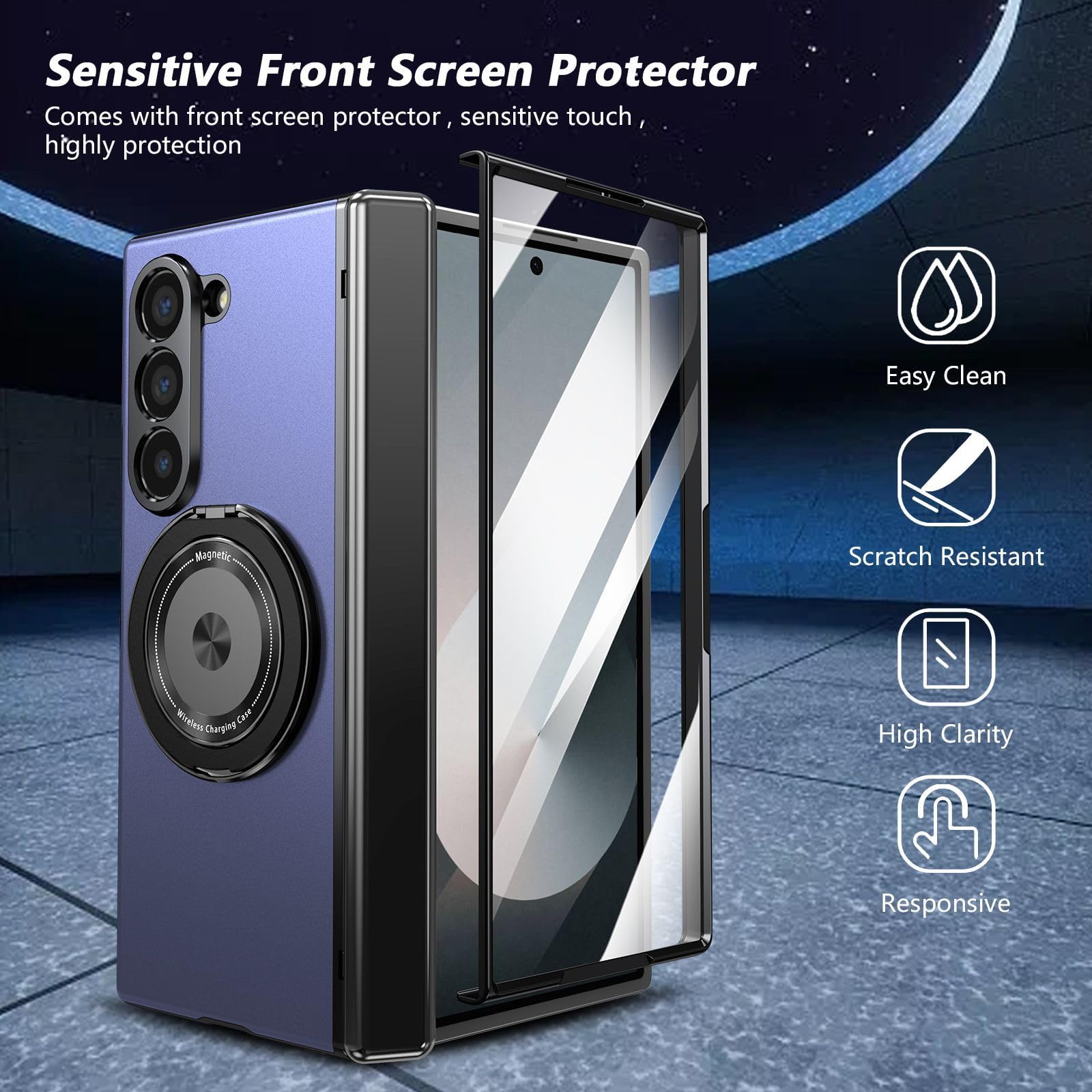 Magnetyczne etui do Samsung Galaxy Z Fold 8 Ultra galwanizowane etui z podstawką
