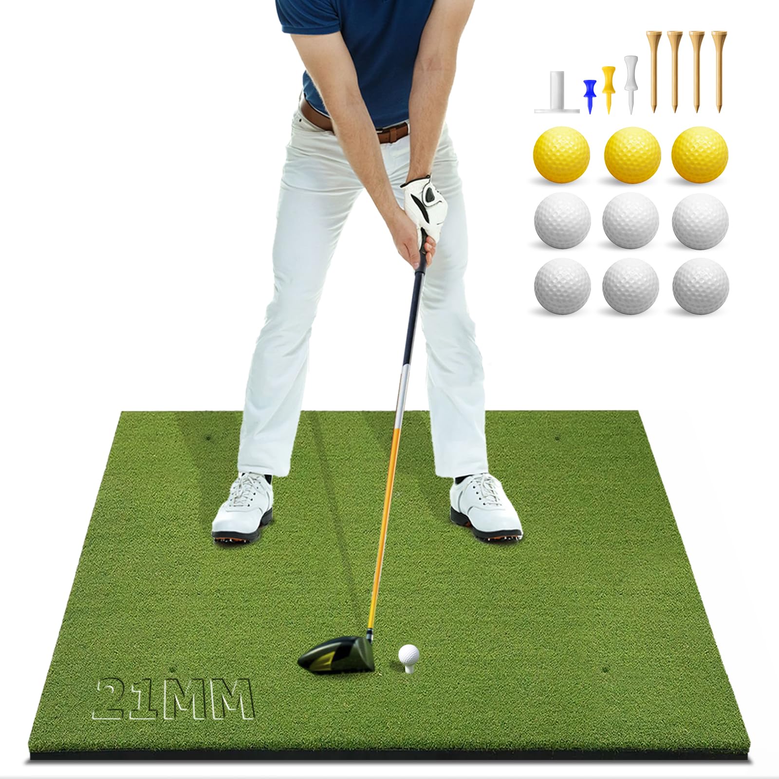 Bltend Golf Mat: 5x4ft & 5x5ft Heavy-Duty Golf Hitting Mats Practice Outdoor/Indoor, Elite Dense Artificial Turf Matt Training Aid for Backyard/Garage/Driving Range/Simulators