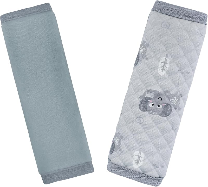 Soft Car Seat Strap Covers for Babies, Double-Sided Use, Grey | Infants Carseat Shoulder Pads for Kids, Double-Sided Use Seatbelt Cushion Covers for Stroller, Pushchair & High Chair