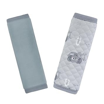 INFANZIA Car Seat Strap Covers for Infants Babies, Soft Carseat Shoulder Pads for Kids, Double-Sided Use Seatbelt Cushion Covers for Stroller, Pushchair & High Chair Gray