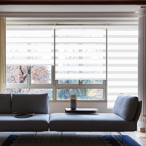 Persianas de cebra para ventanas, persianas enrollables estilo cebra sin cordones de tamaño personalizado, persianas enrollables opacas de doble