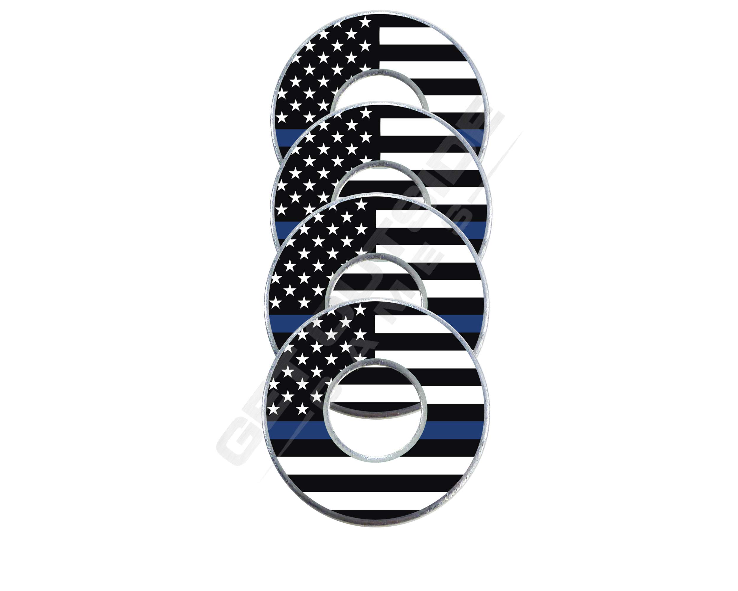 Get Outside Games 4 Thin Line VVashers - Washer Toss Board Game Washers (Thin Blue Line, 4 VVashers with Washer Locker)