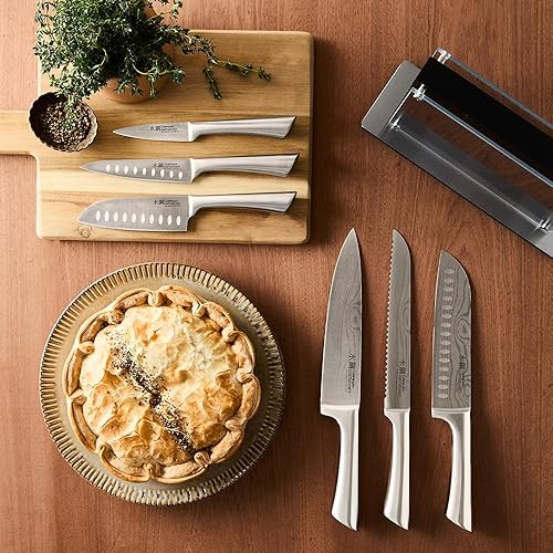 Miniatura 5 de Cuisinepro Damashiro - Bloque de cuchillos (Kumi, juego de 7 cuchillos de chef)  Cuchillo de acero japonés  Bloque magnético para cuchillos