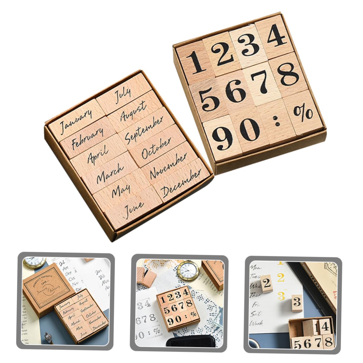 Gadpiparty 120stücke Teiliges Holzstempel Für Und Monate Journal Stempel Für Bastelprojekte Scrapbooking Und Persönliche Notizen Für Dekoration Und Geschenkideen