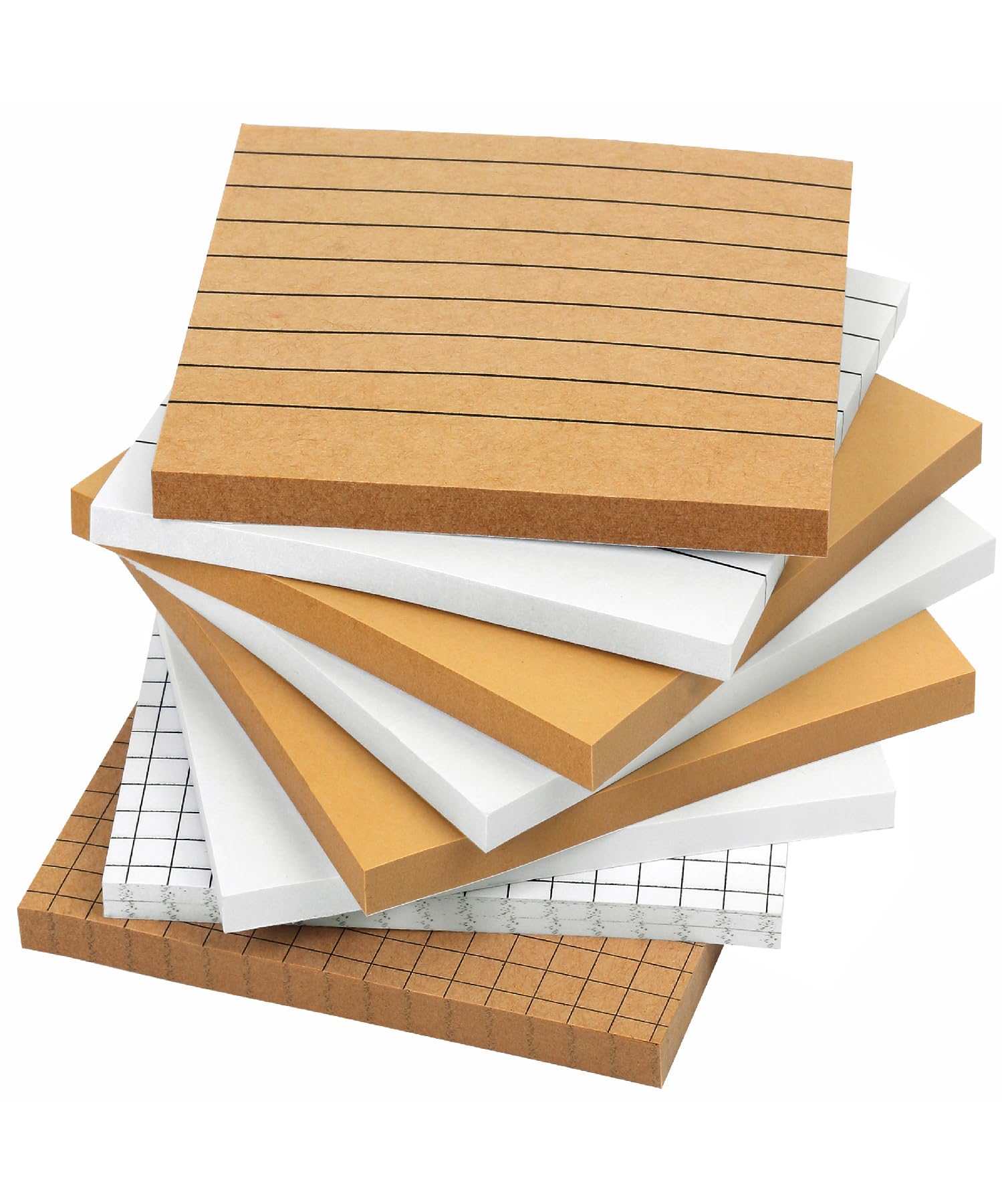 Mr. Pen- Lined Sticky Notes, 3"x3", 8Pads, 480 Sheets, White & Kraft, Sticky Notes with Lines, Sticky Note, Self-Stick Note Pads, Sticky Notes Lined, Sticky Pads Sticky Notes Aesthetic, Lined Notepad
