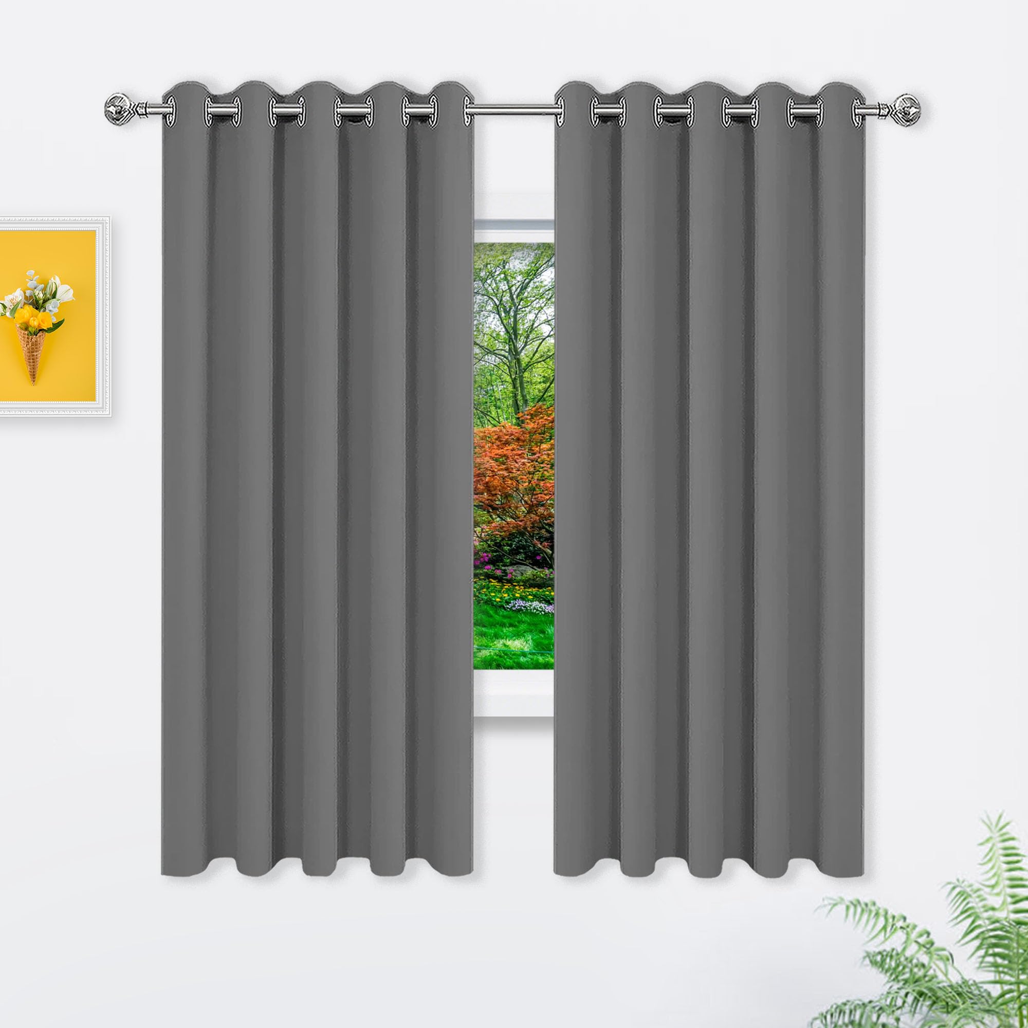 Verdunklungsvorhänge Blickdicht 380 x 450 cm Dicker Stoff Thermovorhänge Gegen Kälte Blackout Vorhang Wärmeisolierend Vielen Farben Und Größen für Fenster Wohnzimmer, Dunkelgrau