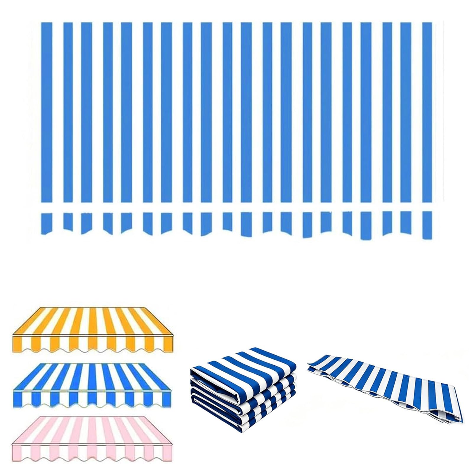 ROFBIHG Retractable Awnings Patio Canvas Replacement Fabric Top Cover, Sun Shade Canopy Cover, UV Protection Awnings Cover Canvas for Outdoor Market Deck Window Frameless(Blue,2x1.5m(6.6x5ft))