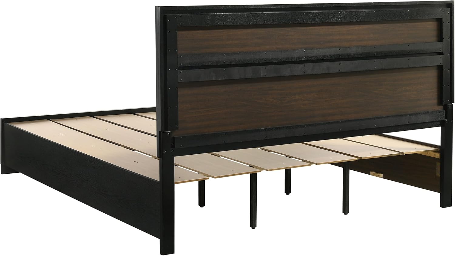 Coaster Home Furnishings Miranda Contemporary 4-Piece Bedroom Set California King Size Storage Panel Bed Frame 50-inch Headboard Black 206361KW-S4