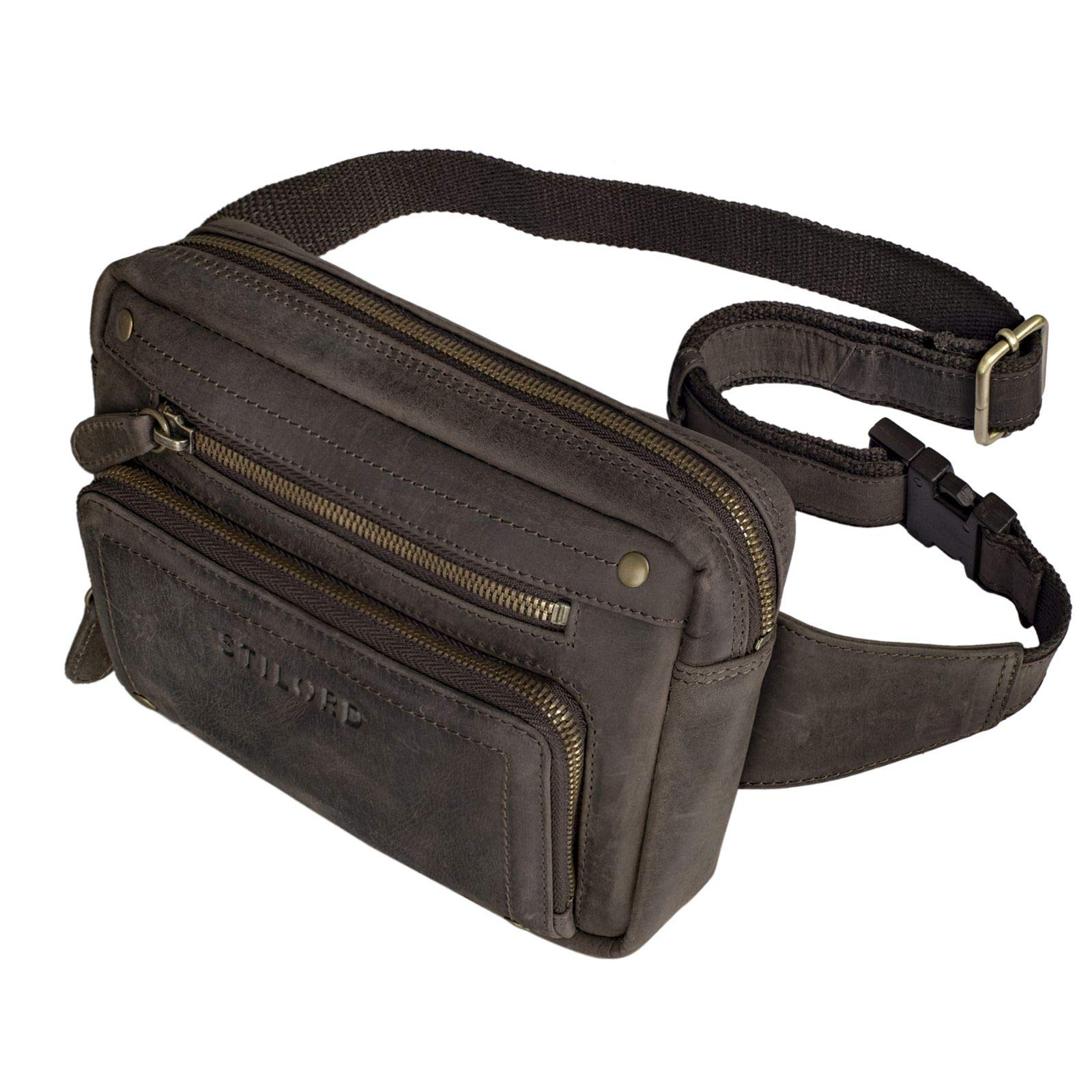 STILORD "Lou" Marsupio da Cintura Piccolo Pelle Vintage Borsa a Tracolla Borsello Zainetto Monospalla con Tasche Cerniera per Running Festival Montagna Colore:nero