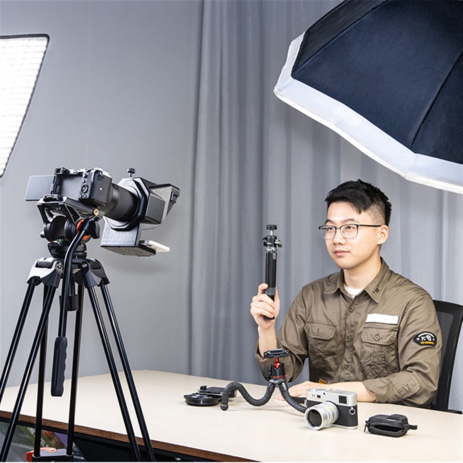 Smartphone Teleprompte Kit para Youtube Tiktok Facebook Video Transmisión en Vivo con Control Remoto, Portátil. Multi cámara. Cristal HD Beamsplitter (Color : For Mobile)