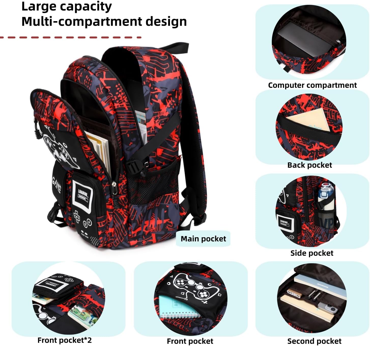 Boys School Backpack Kids Bookbag Elementary Middle Durable Waterproof Bags - Image 3