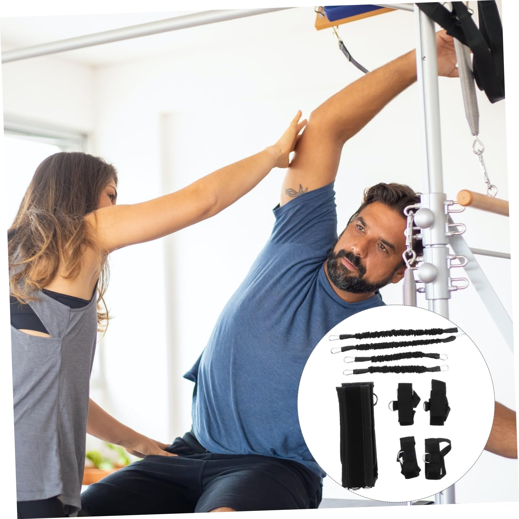 Fascia di Resistenza per Allenamento Muscolare 20lbs | Nero, Panno Oxford e Corda in Lattice, per Esercizi Piedi e Forza Braccia, Alta Resistenza