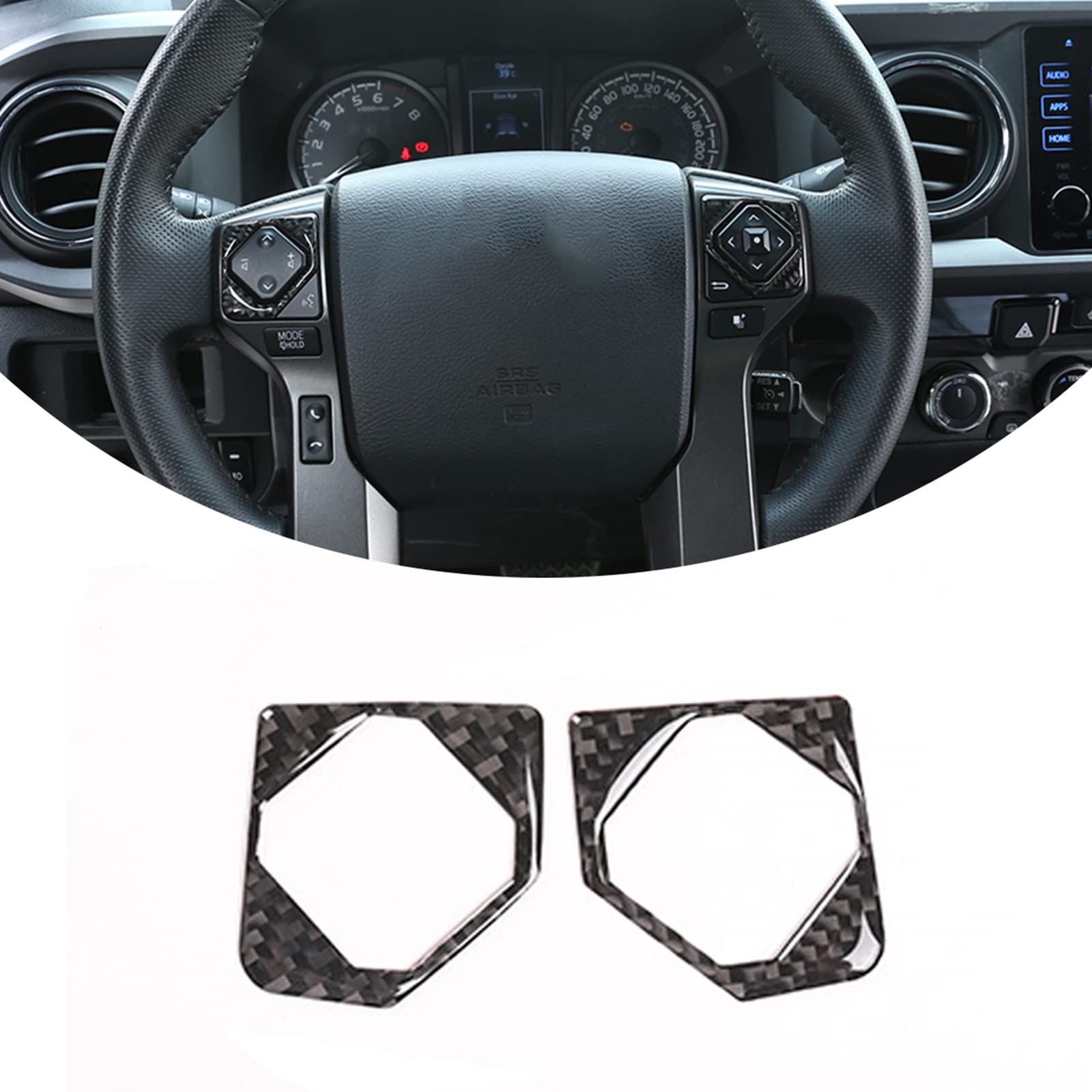 Soft Carbon Fiber Car Center Console Button Molding Trim Frame,Compatible with Tacoma 2015 2016 2017 2018 2019 2020 2021 2022 2023 Center Console Button Protected Frame (Black Carbon Fiber)