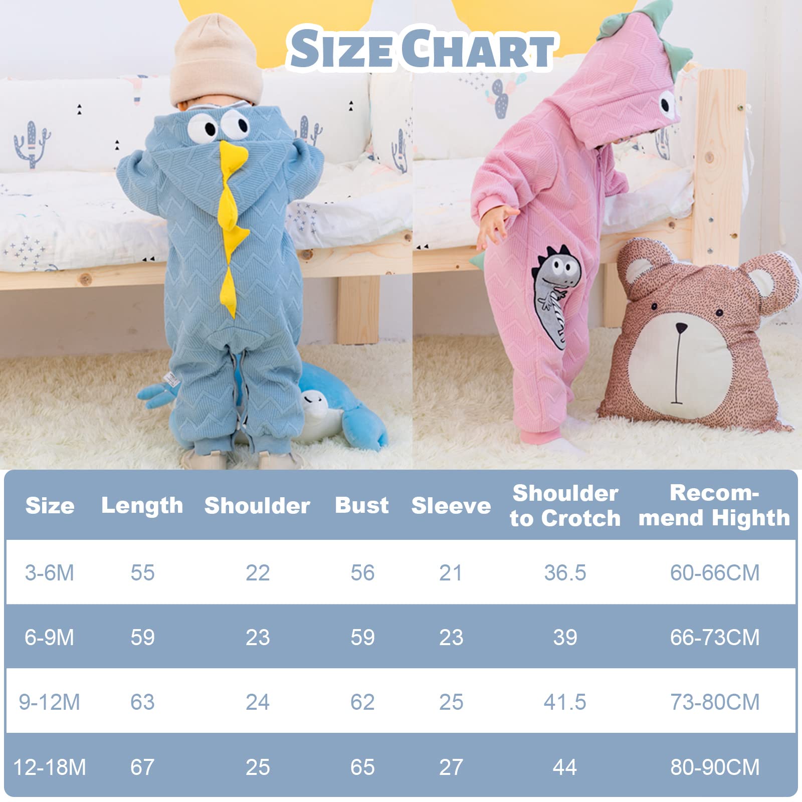 WYTbaby Tute da Neve Neonato Cotone Tuta Neve Neonato con Cappuccio Neonata Pagliaccetti Cartone Animato per Ragazze Ragazzi 6-9 Mesi