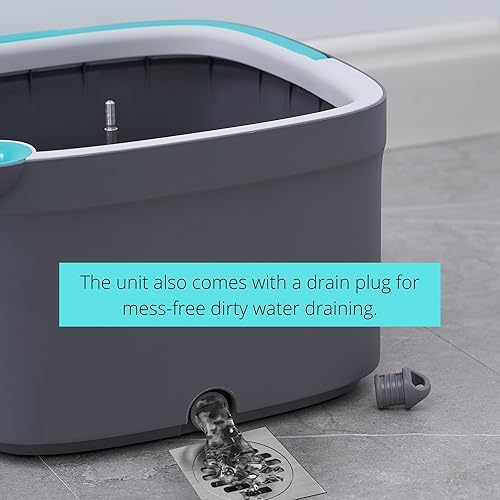 Miniatura 8 de True & Tidy Sistema de trapeador giratorio y cubo con 4 almohadillas de microfibra lavables a máquina, cubo de trapeador de doble compartimento,