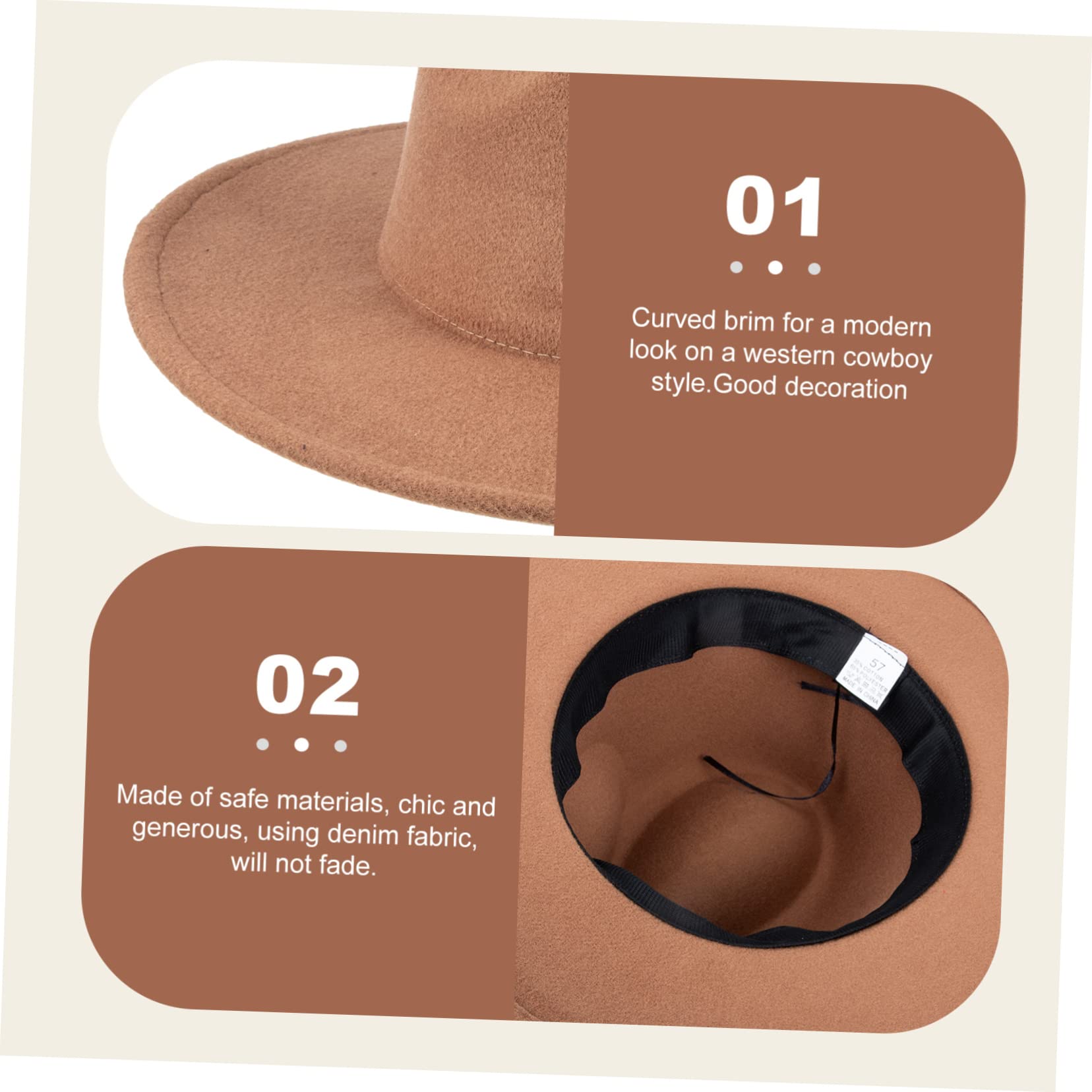 FOMIYES Western Cowgirl Hat for Crown Cowboy Hat Costume Accessory for Parties and Dress Up Events Light Brown