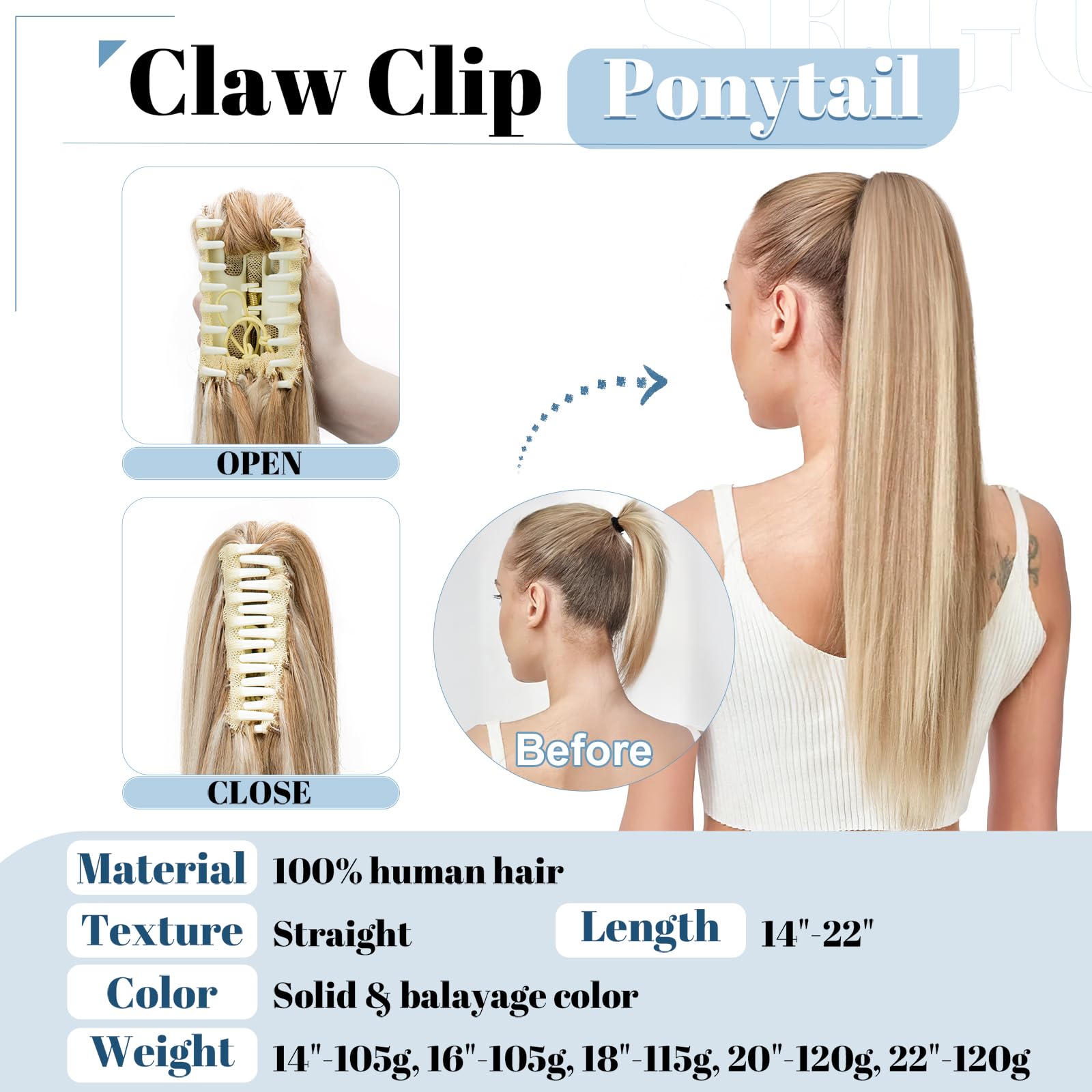 Clip A Artiglio Per Coda Di Cavallo - Estensione In Capelli Sintetici S-noilite - Donna - Foto 5