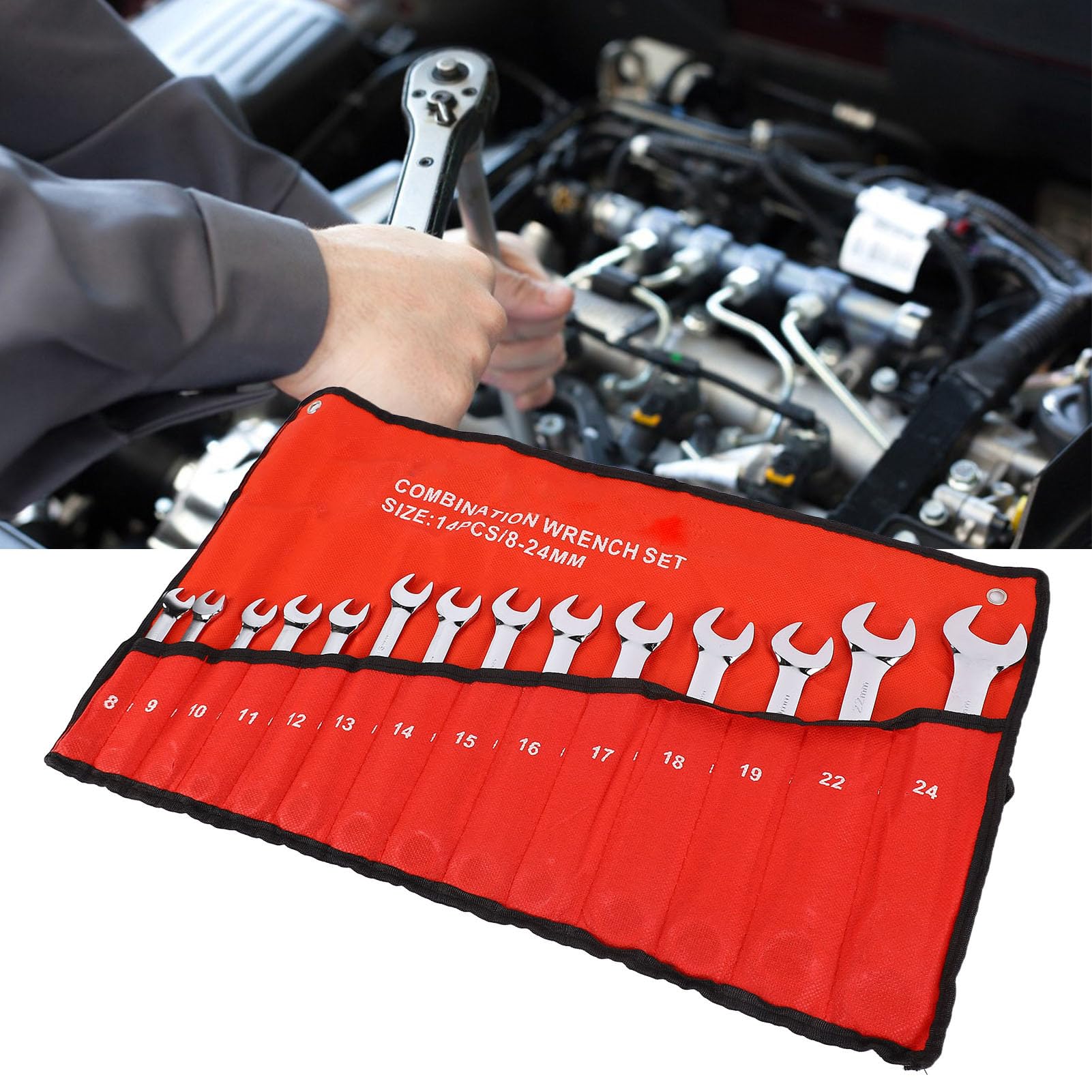 Zestaw klucza kombinacji 14pcs Zakończ Mocne siły Kit Kit stalowy ALOY Profesjonalne narzędzia do konserwacji naprawy
