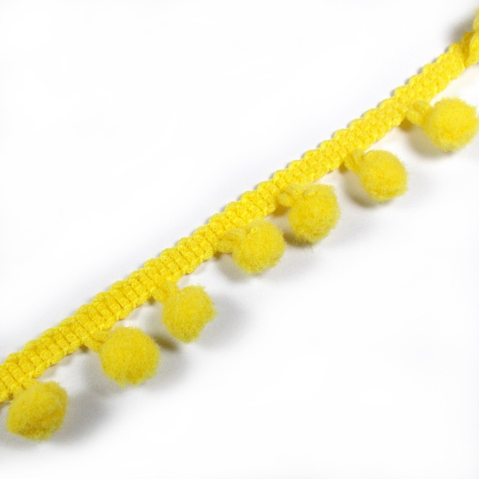 Pom Pom Bobble Trim Fringe 6mm Wide Yellow (3 Metres)