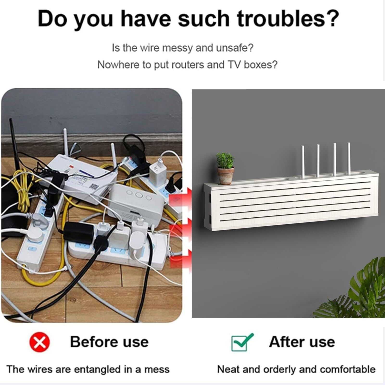 Holz Router Regal - Kabelversteck für Wohnzimmer & Büro