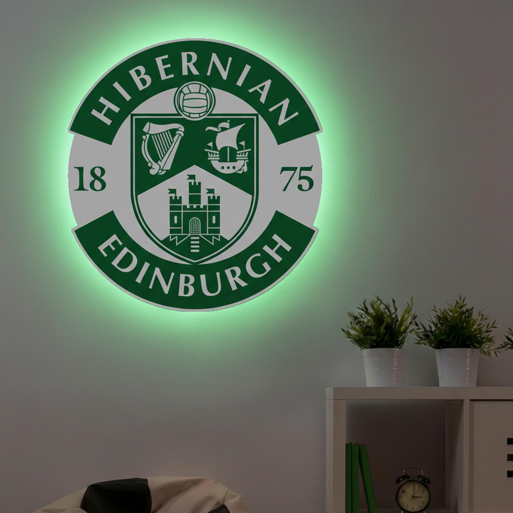 Themed Green Hibernian Fc Crest Led Backlit Wallpop