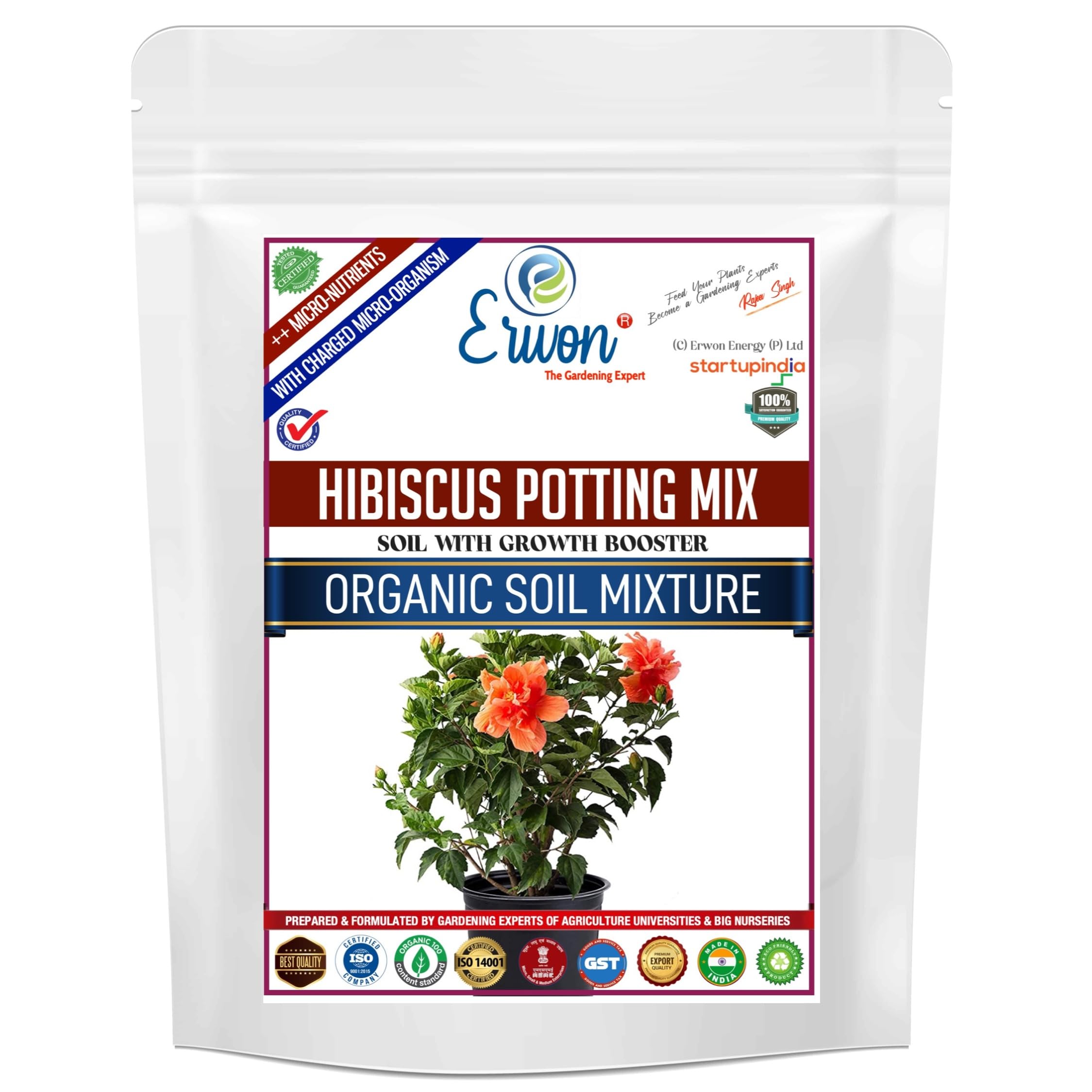 Erwon® Hibiscus Potting Mix, Premium Essential Powerful Organic Soil with Plant Growth and Flower H, Charged Micro-Organism and ++ Micronutrients (1800 gm)-image-45