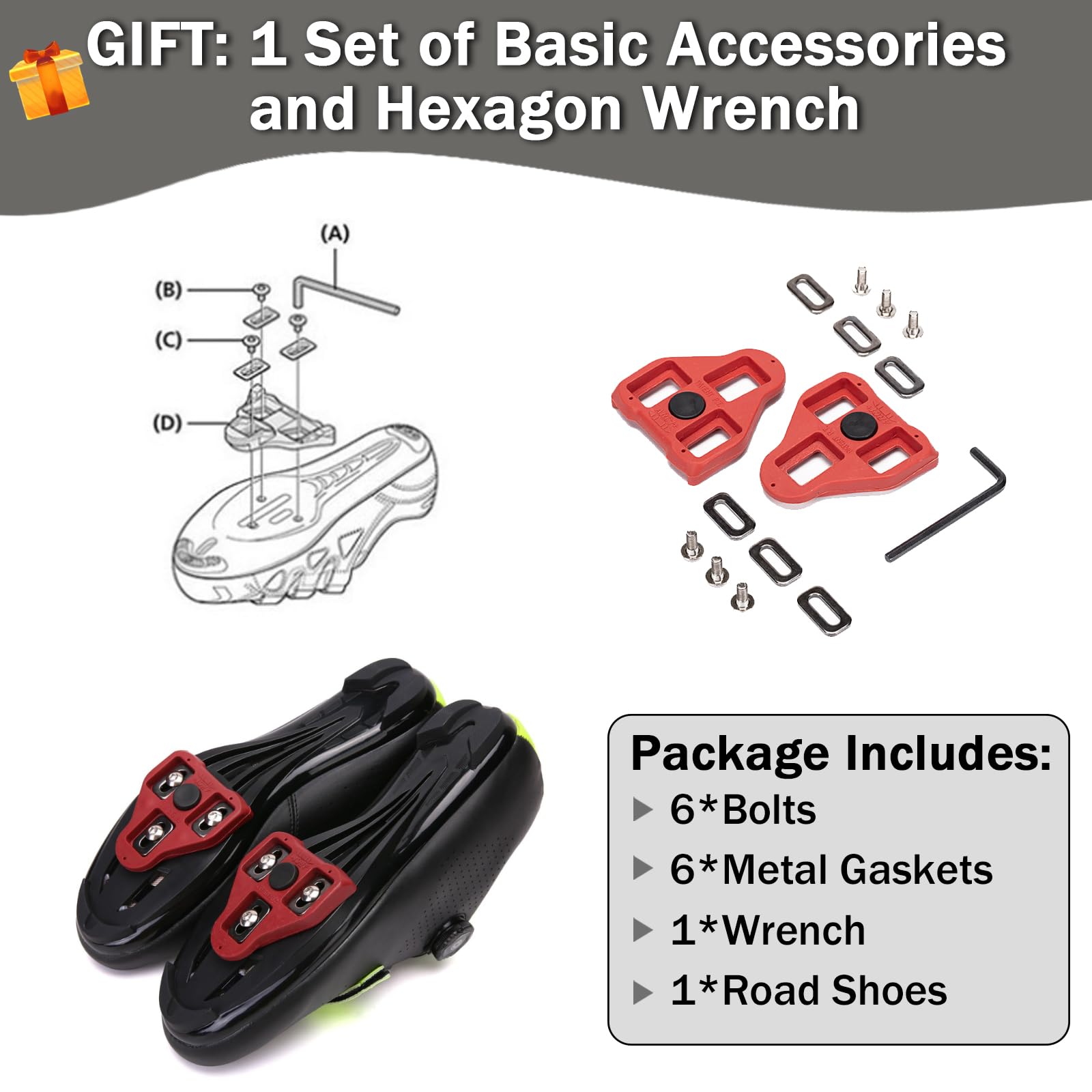 Fansu Zapatillas de Ciclismo para Hombre Mujer, Unisex MTB Zapatos Bicicleta de Carretera Cordones Giratorios Exterior Compatibles SPD & SPD-SL Zapatillas de Bicicleta con Look Lock Tabs 36-47 EU