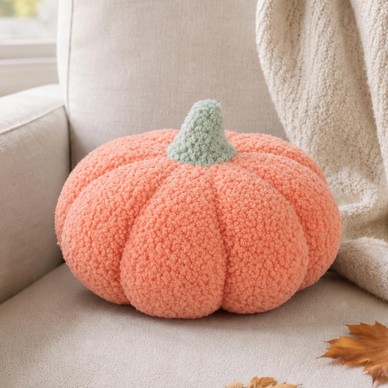 Fohuanky Cosy Pumpkin Pillow for Autumn & Halloween Home Décor 20cm Fleece Pumpkin Cushion to Add Warmth & Style to Living Room Sofa Bedroom & Seasonal Gifts (Orange)