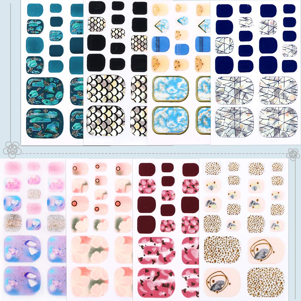 16 Fogli Adesivi Unghie per Piedi Copertura Completa Nail Stickers Full Cover Autoadesivi Unghie Piedi Decalcomanie per Decorazioni Unghie Nail Art Fai da Te