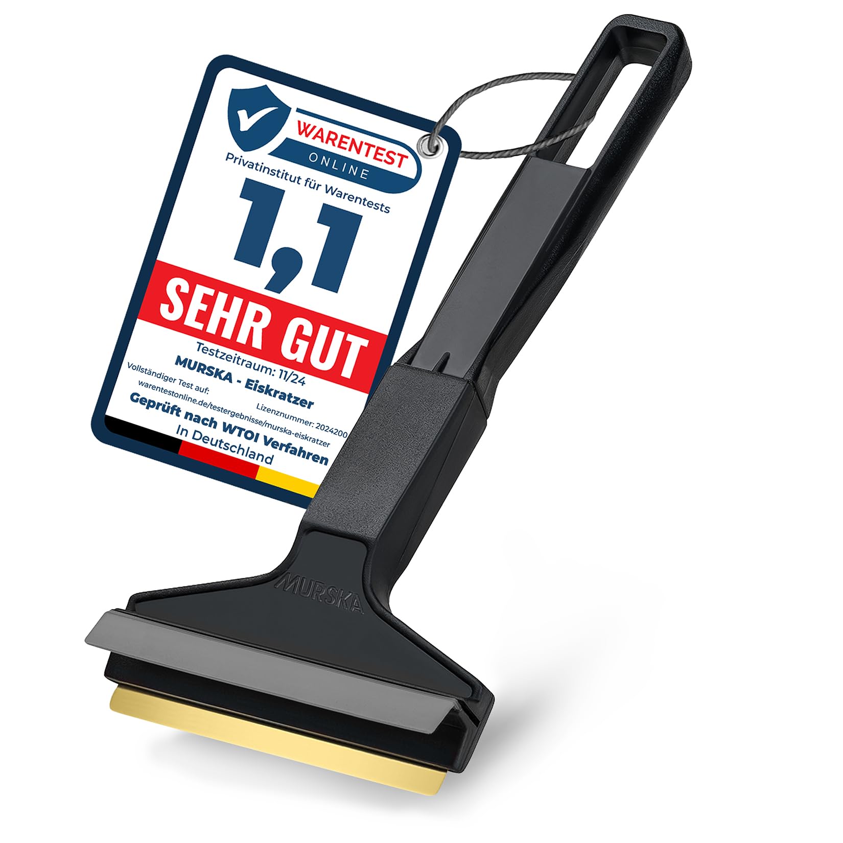 Eiskratzer Auto - Messing Scheibenkratzer Auto - schnell, mühelos & schonend - Premium HIPS - Murska mit Messingklinge & Gummilippe - effizienter & sicherer Schneekratzer Auto - Finnland Schwarz Grau