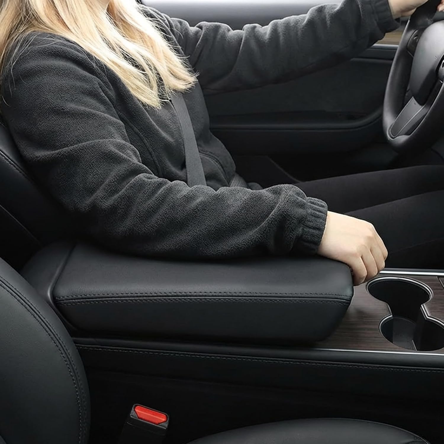Center Console Armrest Cover for Tesla Model X/S 2026 2025 2024 2023 2022 2021, Non-Slip Armrest Cushion Pad Arm Rest Protector Covers, TPE Waterproof Interior Accessories for Tesla, Black