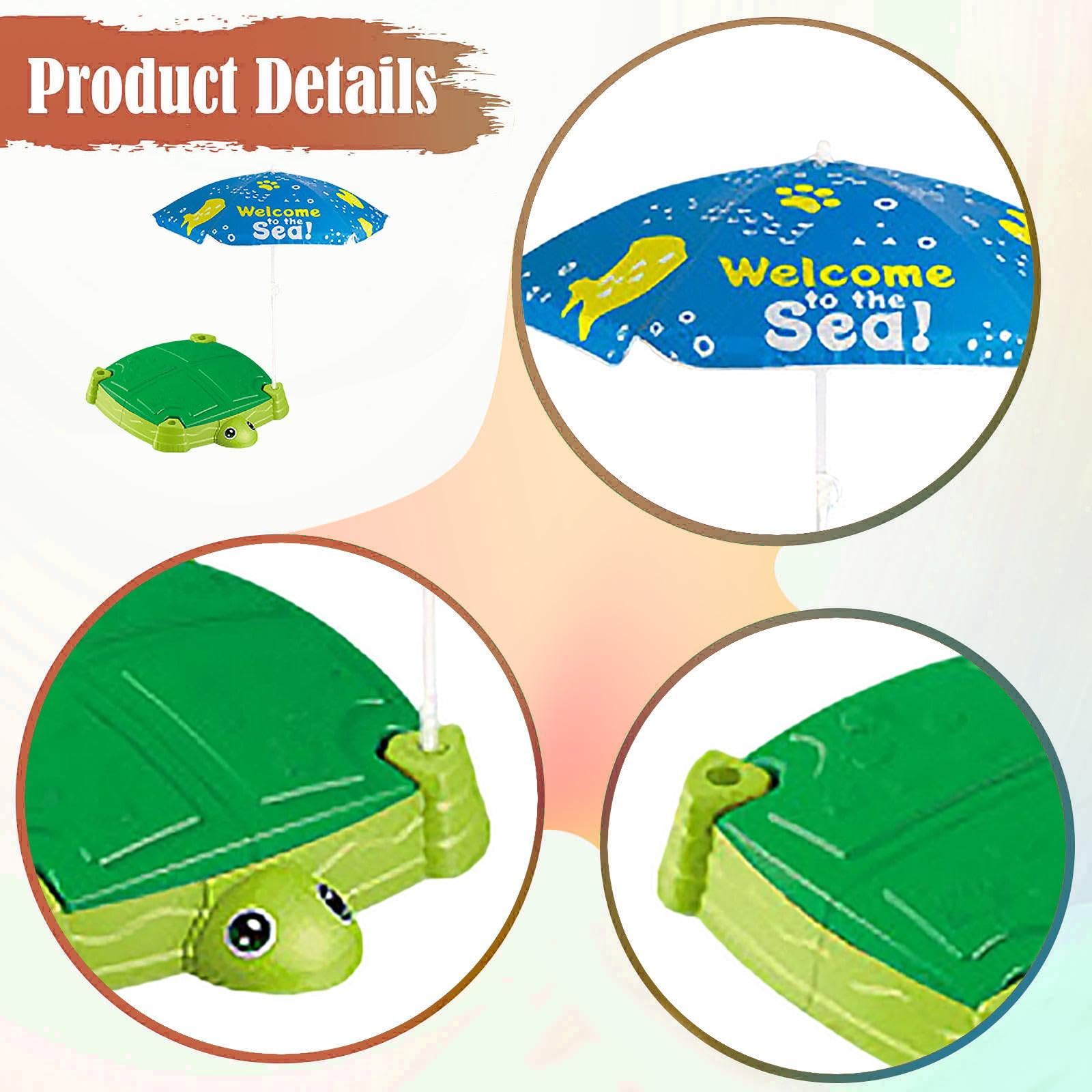 Kindersandkasten mit Deckel Und Sonnenschutz, Tragbarer Sand Und Wassertisch, Spielkiste Und Strandbadewanne Aus Robustem Und Sicherem PP, Geeignet F, Schildkröte