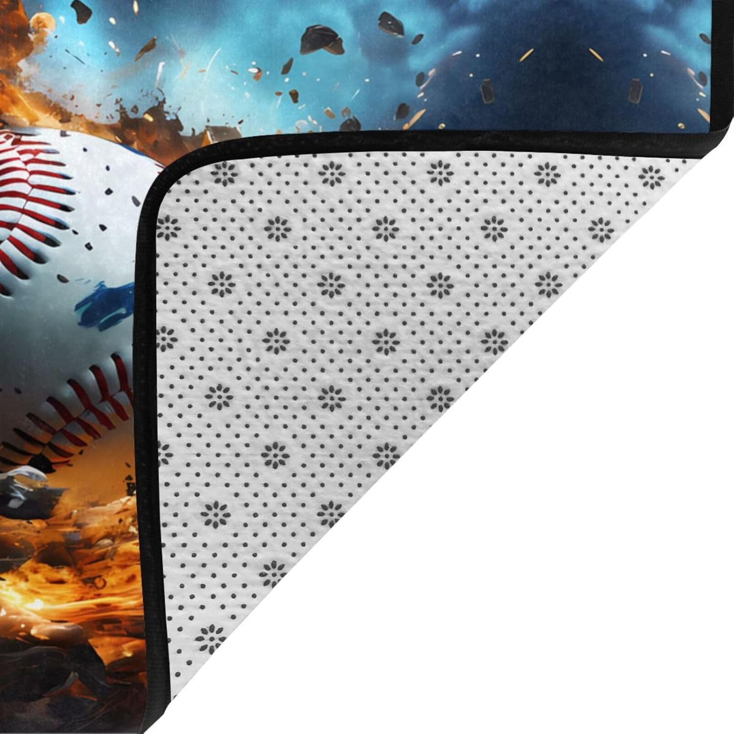 Hot Baseball Printed Floor mat 80x58 inches, Non-Slip Decorative Carpet for Bedroom and Living Room