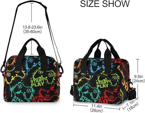 Miniatura 2 de Bolsa de almuerzo colorida para videojuegos, bolsa de almuerzo aislada, hielera, refrigerante, contenedor de alimentos para mujeres, hombres