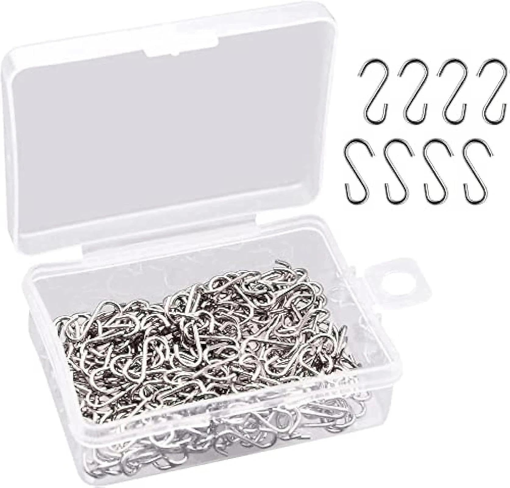 200Pcs Mini S Hook Connectors Small S Shaped Metal Hanging Hooks Storage Box Hangings with Hooks for DIY Crafts Jewelry Key Chain (14mm × 6mm)