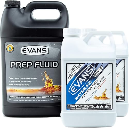 Evans Coolant EC72064 y EC42001 Powersports - Paquete combinado de refrigerante sin agua y líquido de preparación, 2 galones