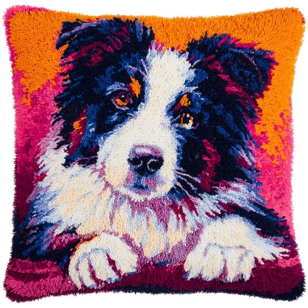 Henypt Latch Hook Kits Pillow Dog