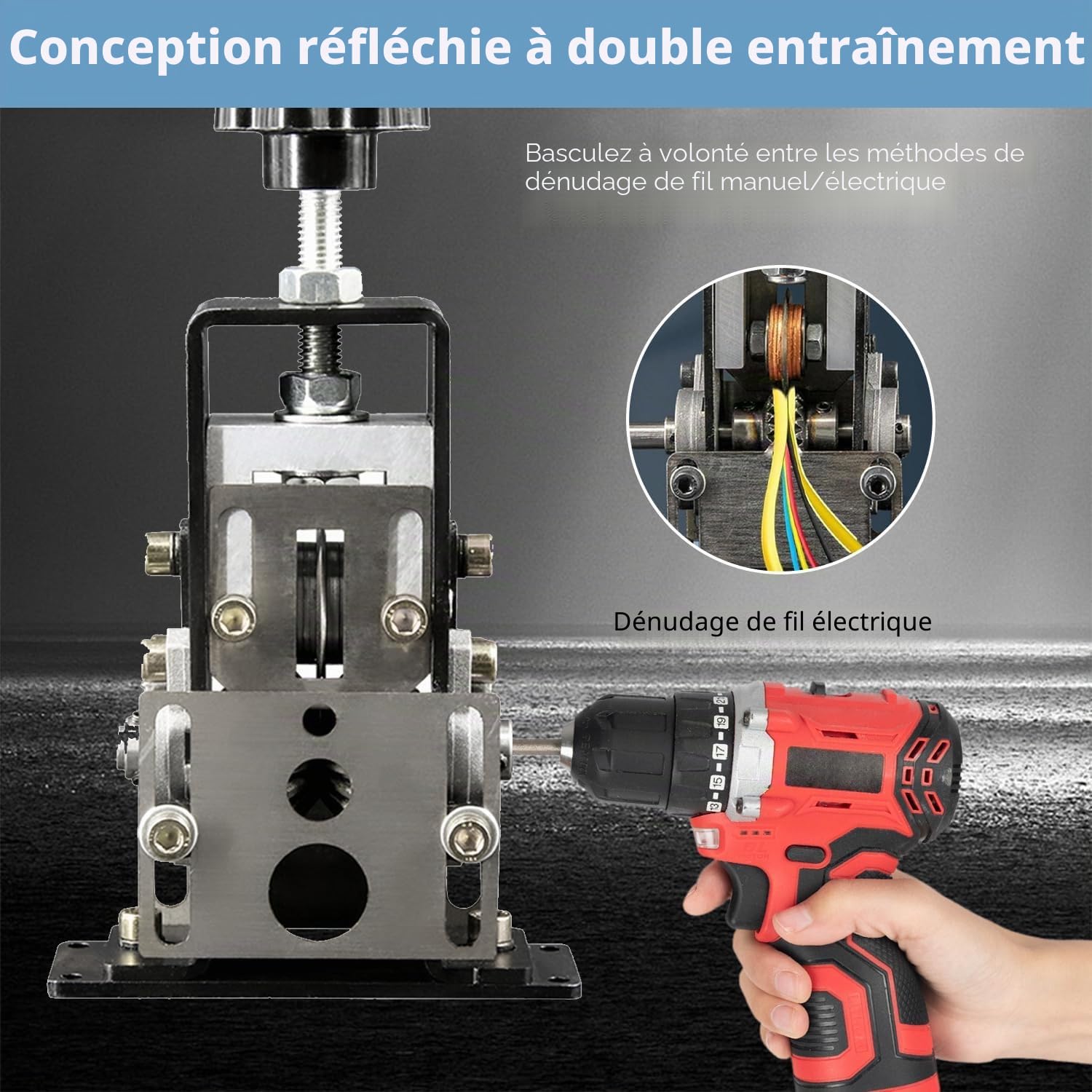 Denudeuse de Cable Electrique Manuelle, Machine a Denuder Le Cuivre Les Fils Avec un DiamèTre de DéNudage de 1 à 25 mm, Pince a Denuder AdaptéE Aux Fils de Cuivre, Fils D'aluminium