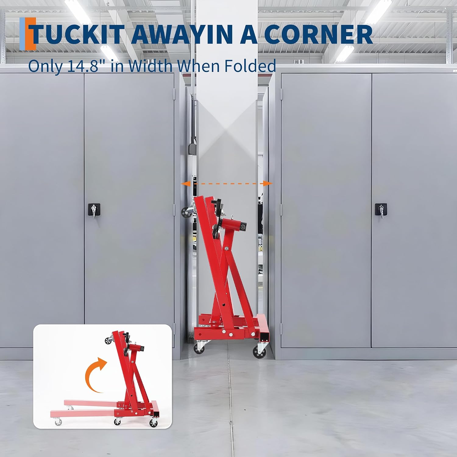2000 LBS Engine Stand,Heavy Duty Foldable Rotating Engine Stand with 360-Degree Rotating Head,4 -Adjustable Arms & 6-Casters,for Vehicle Maintenance and Auto Repair
