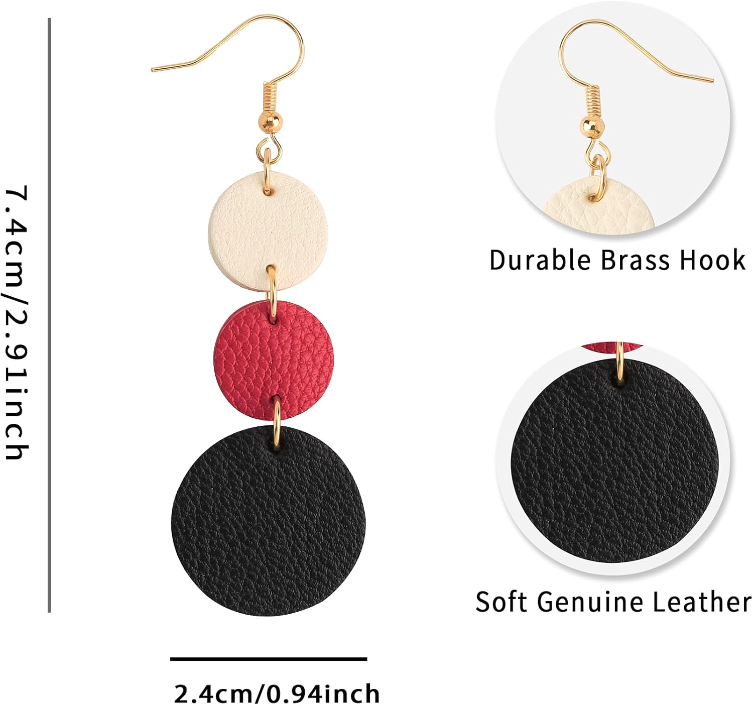 Leather Earrings Dangle Drop for Women, Teardrop Earrings Lightweight for Her - Image 5