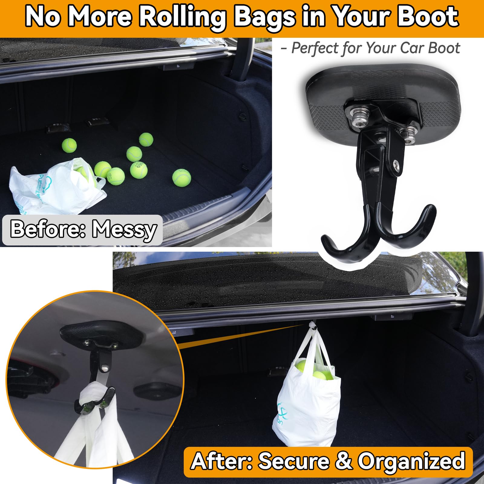 sciuU Crochet Aimanté Pivotant Inclinable - Neodym Magnet 20kg Max. Camping | Force Max 20kg, Aimant Neodyme N52, Base Caoutchouc Anti-rayures, Support pour Coffre Voiture, Camping-Car, Atelier