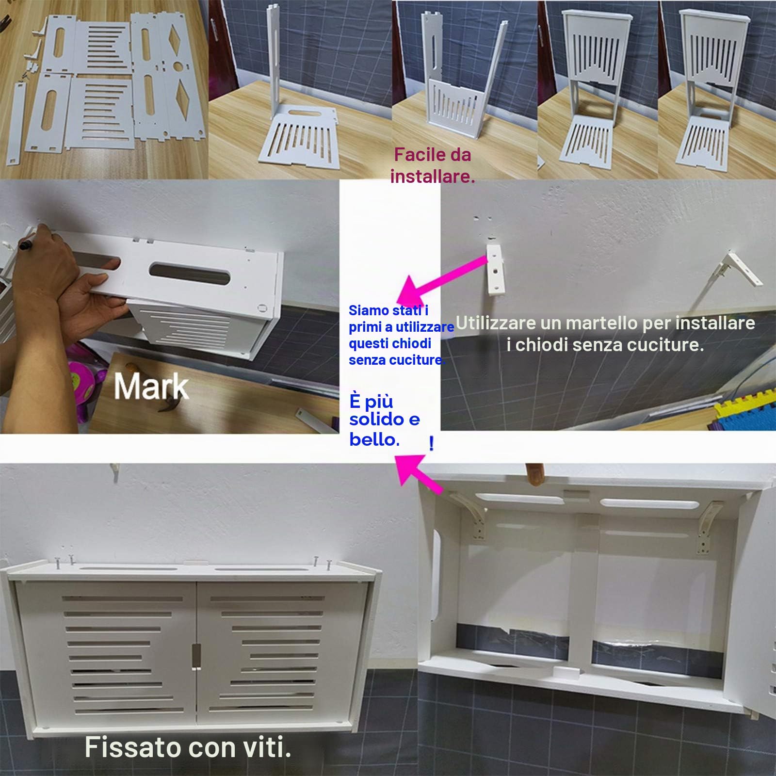 Scaffale per router da parete, bianco scatola di immagazzinaggio per router WiFi, TV decoder scatola di immagazzinaggio da parete, router storage box, D…