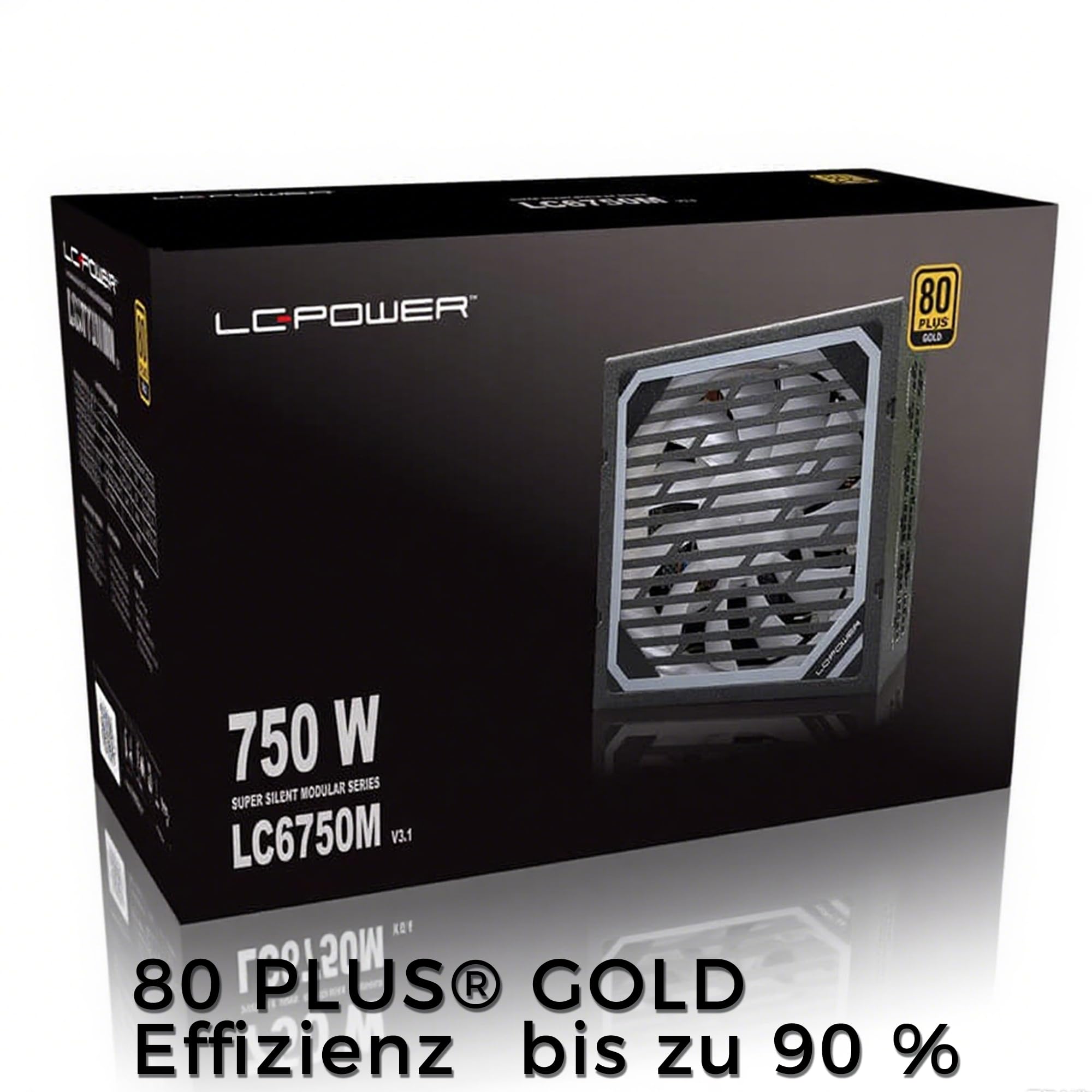 LC-POWER Alimentatore 750 Watt ATX 3.1 - Alimentatore Modulare con 80 PLUS GOLD - PSU per Gaming e Workstation, Nero con Ventola 135mm e Protezione Sicurezza
