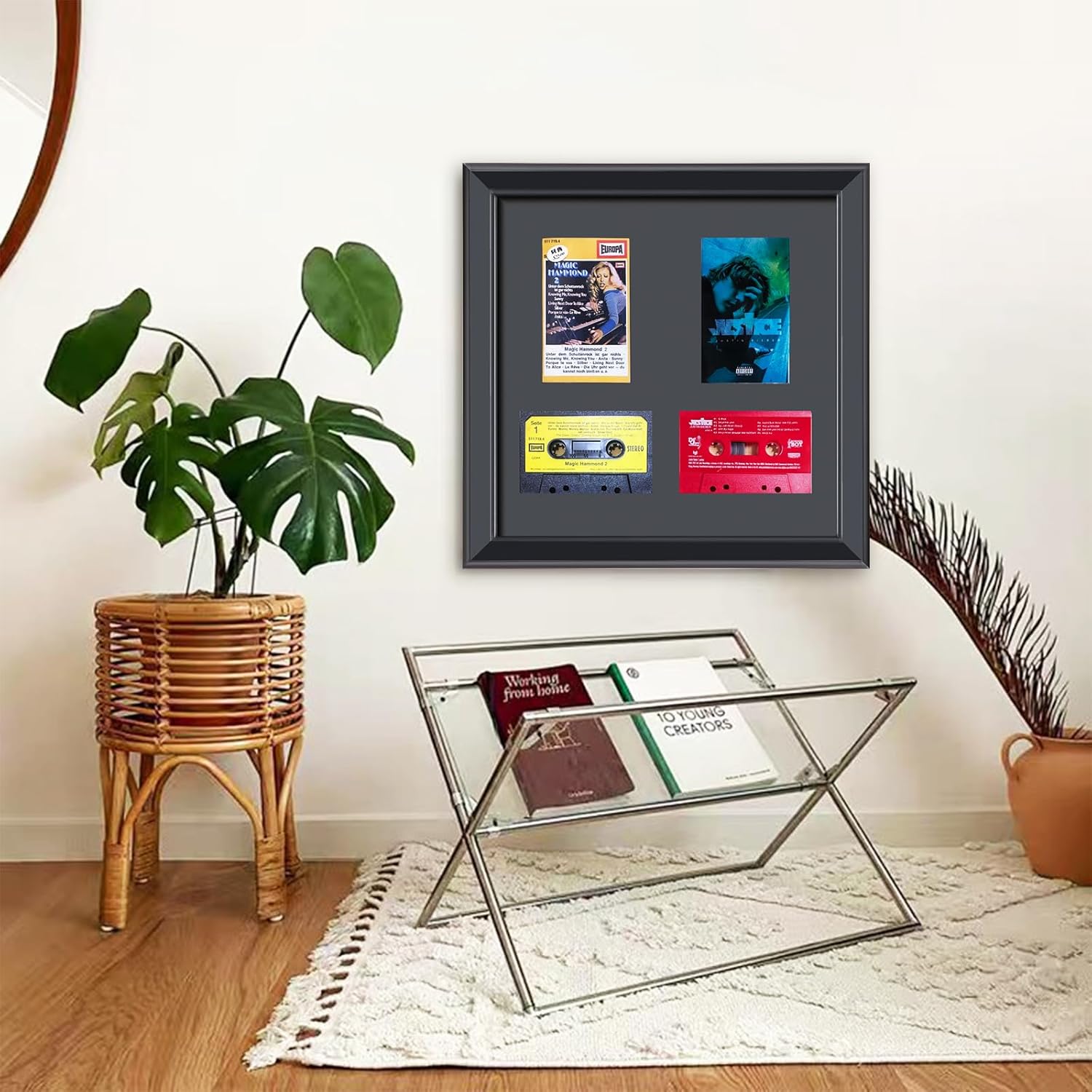 Cassette Tape Storage Shadow Box Display Cabinet,Cassette Storage Display Frame,Cassette Tape Case Display Frame with EVA Foam Lining,Retro Music Decor,Cassette Collection Display,Cassette Tape Holder